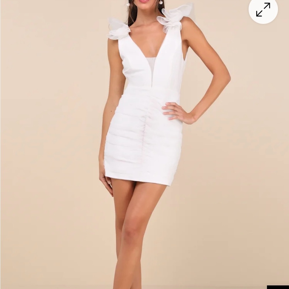 Lulu's White Ruffled Bodycon Dress - NWT